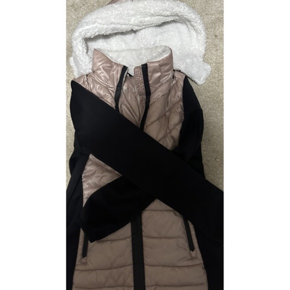 CALVIN KLEIN Performance PINK QUILTED Sherpa Hooded PUFFER JACKET Womens Medium - Picture 3 of 7
